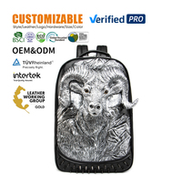 Sac à dos 3D Tête de Vache en Silicone et Métal Or Noir Lumineux, Motif Visage de Fantôme, Tête de Taureau de Pâques, pour Loisirs, Affaires, Sport et Activités de Plein Air