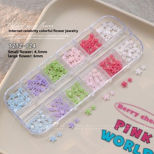 Luninail 12 compartiments, mini fleurs 3D en plastique, couleurs <span class=keywords><strong>pastel</strong></span>, accessoires de nail art style français avec strass et breloques - Product Image 4