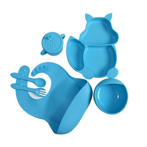 Vajilla Infantil con Plato de Succión, Platos de Silicona para Bebés, Set de Alimentación, Baberos, Cuchara, Tazón Dispensador, Kit para Niños de 0 a 12 <span class=keywords><strong>Meses</strong></span> - Product Image 6