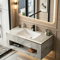Meuble de salle de bain moderne en pierre naturelle, marbre et ardoise avec lavabo en céramique pour la décoration de salle de bain de luxe