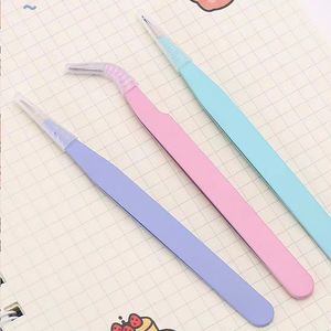 Stiker manikur Pinset lurus melengkung baja tahan karat Logo kustom - Product Image 1