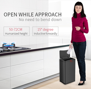 <span class=keywords><strong>Poubelle</strong></span> commerciale à capteur 50L, acier inoxydable noir, <span class=keywords><strong>poubelle</strong></span> intelligente anti-empreintes digitales pour produits de maison intelligents modernes - Product Image 6