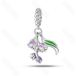 وصل حديثًا زهرة زنبق الوادي مصمم الأزياء المعلقات سحر البرسيم لصنع المجوهرات سحر يصلح لسوار عموم الأصلي - Product Image 3