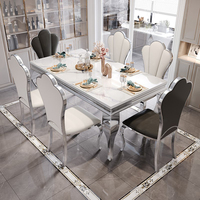 Table de salle à manger moderne européenne ensemble de table à manger avec 4 6 8 chaises table de salle à manger en marbre doré de luxe en acier inoxydable