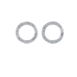 Orecchini a Cerchio in Argento 925 con Cristalli e Strass, Design Minimalista con Micro Inserimenti, Gioielli Unisex per Uso Quotidiano - Product Image 1