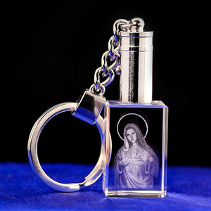 Custom Luxury Hexagon Shape Crystal Glass Keychain for Hotel Promotional Gift Other Crystal Crafts Product Category