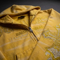 Yingling Maßgefertigter Reißverschluss-Hoodie mit Grafik-Logo, Vintage-Waschung, Crop-Design, Streetwear, Schwerer Baumwoll-Unisex-Hoodie