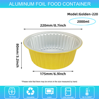 Bol rond en aluminium de 2000 ml grande capacité, épaissi, résistant à la chaleur, jetable, pour barbecue, rôtissage et traiteur