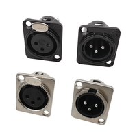 XLR 3-poliger Stecker für Schalttafel einbau Buchsen anschluss Audio mikrofon 3-adrige XLR-Metall buchse Silber Schwarz Gehäuse