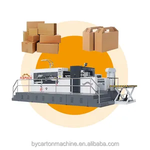 Máquina para fazer caixas de papelão ondulado para pizza, máquina de vincar e cortar com alimentação automática de cama plana