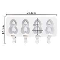 Moule à crème glacée en silicone de qualité alimentaire 4 cavités moule à glace lié au coeur outils de fabrication de glace à libération facile pour la création de gâteaux