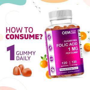 Oem 1000mcg חומית חומצה פולית חיוני ויטמין b9 gummies תוסף <span class=keywords><strong>folic</strong></span> טבעוני עבור אמא & תינוק - Product Image 5