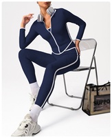 Veste de sport YNSEA à séchage rapide, col montant, fermeture éclair, couleur contrastante, pour course en extérieur, fitness, tenue à manches longues, veste de fitness