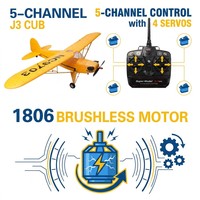 LKTOYS FX9703 Avion télécommandé RC, modèle d'avion J3, moteur brushless, stabilisateur six axes 5CH, avion à aile fixe 3D