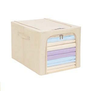 Cofre de almacenamiento de tela plegable de gran capacidad, organizador de cubos, marco de acero, cajón de ropa, cajas de almacenamiento para sala de estar - Product Image 1