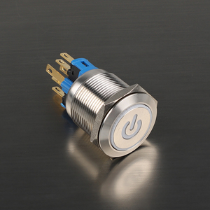 מתג לחצן עמיד למים 22mm עגול, מתגי לחצן מתכת עם נעילה עצמית/רגעית עם תאורת LED - Product Image 1