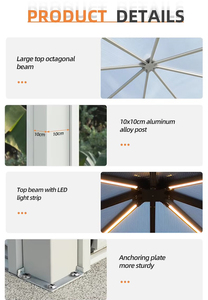 Nouvelle Pergola de Luxe ANCSEM en Aluminium avec Toit Rigide, Portes Coulissantes, Rideaux et Couverture en Polycarbonate – <span class=keywords><strong>Abri</strong></span> Moderne pour Patio et Villa - Product Image 3