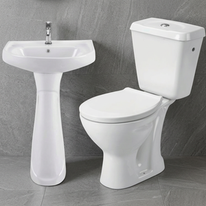 Prix d'usine indien Ensemble combiné d'articles sanitaires en céramique pour salle de bain pour hôtels en plein air comprend un lavabo de toilette en deux pièces - Product Image 1