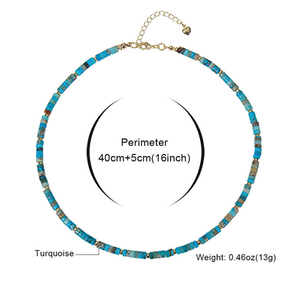 เครื่องประดับชายหาดพลอยสีเทอร์ควอยส์เครื่องประดับสไตล์โบฮีเมียนสำหรับผู้หญิงสร้อยคอสเตนเลสสตีลจากหินธรรมชาติประดับกระดูกไหปลาร้า - Product Image 6