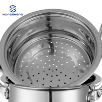 Fabricant de pots Pot à couscous en forme de ventre en acier inoxydable 201 Pot à soupe à vapeur à double couche avec couvercle en acier gaufré