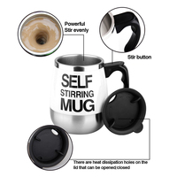 Logo personnalisé 15oz 450ml Tasse à café électrique à agitation automatique en acier inoxydable Tasse à mélanger avec mélangeur de café au lait avec poignée
