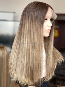Good Looking Human Hair Luxurious <b>HD</b> <b>Lace</b> Top Super Slight Layer Straight Ombre Color Jewish Kosher <b>Wig</b> for Women - Product Image 3
