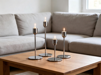 Porte-bougie conique en métal argenté |   Ensemble individuel ou personnalisé |   Plusieurs hauteurs |   Décoration de mariage et de la maison