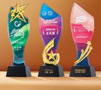 Trofeo de Cristal Práctico, Ecológico, Blanco, Irregular, Creativo, Colorido, de Alta Gama, con Temática Deportiva, para Bodas