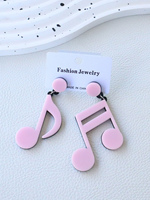 Boucles d'oreilles pendantes en acrylique surdimensionnées pour femmes, motif note de musique - Bijoux de mode élégants et luxueux pour fêtes et festivals de musique