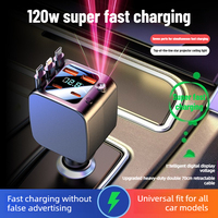 Câble de charge allongeable pour allume-cigare avec affichage numérique, chargeur rapide Type-C pour téléphones iOS et Android