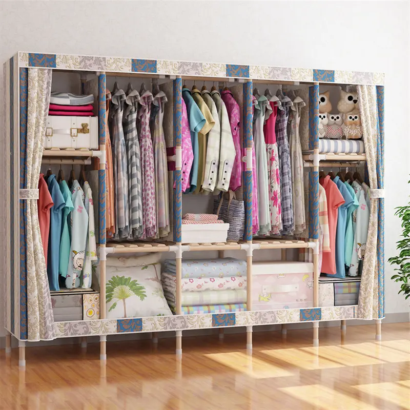 210Cm Covered Oxford Fabric Wardrobes Cupboard Big Fabric Closet Cabinet Wardrobe Storage For Clothing