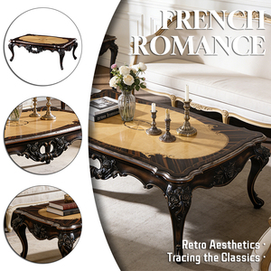 Mesa <span class=keywords><strong>de</strong></span> Centro <span class=keywords><strong>de</strong></span> Madera Maciza Tallada a Mano con Marco <span class=keywords><strong>de</strong></span> Abedul Europeo Importado, Diseño Antiguo <span class=keywords><strong>de</strong></span> Lujo para Sala <span class=keywords><strong>de</strong></span> Estar - Product Image 2