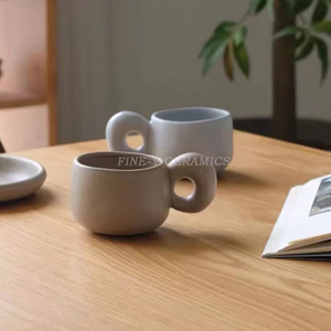 Tasse à café en céramique japonaise avec grandes oreilles <span class=keywords><strong>Bol</strong></span> à double oreille <span class=keywords><strong>Bol</strong></span> à salade avec poignée unique <span class=keywords><strong>Bol</strong></span> à riz - Product Image 4