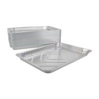 Barquette rectangulaire plate en aluminium argenté de 3500 ml, robuste, épaisse, résistante à la chaleur, jetable, pour barbecue, rôtissage et cuisson