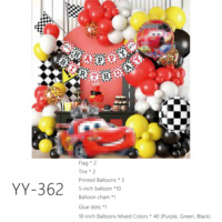 Bannière Joyeux Anniversaire Thème Course Automobile avec Guirlande d'Arche de Ballons en Latex Rouge, Blanc et Noir pour Décoration d'Anniversaire de Garçon