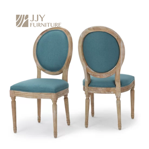 Sedia JJY-YHY-O005 <span class=keywords><strong>Vintage</strong></span> francese con schienale rotondo in legno con sedile in lino per Boutique Cafe - Product Image 4