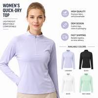 Haut de sport léger à col montant et demi-zip pour femme, coupe ajustée, manches longues, idéal pour la course et l'entraînement, conception OEM personnalisée