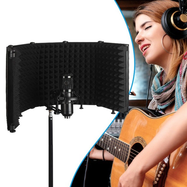 New M5 5-doors ABS Microphone Wind Screen Set Microphone Sound Foldable Microphone Isolation Shield for BM800 Studio Recording