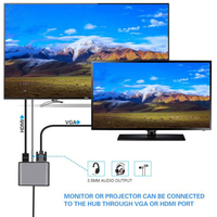 VCOM 8 in 1 Multifungsi USB Docking USB3.0 Audio 3.5mm PD 60W Pengisian Daya VGA 2160 P HDMI Hub Harga Pabrik
