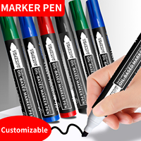 Stylo marqueur à base d'huile en noir bleu rouge vert pour logo personnalisé encre permanente pour fournitures de bureau scolaire