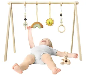 OED customized Wooden Baby Gym Foldable Play Gym Frame wood Activity Gym Hanging Bar for baby