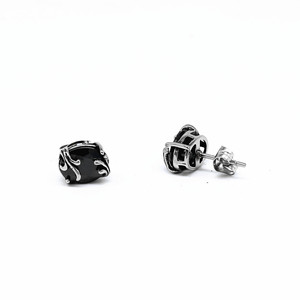 Pendientes de bola negros de acero y titanio yunnique con diseño geométrico de dragón y fénix para hombres y mujeres, joyería de regalo - Product Image 1