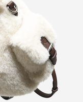 Mini sac à dos rétro en peluche, sac seau vintage en polaire blanc crème, sac à dos chic en fourrure moelleuse avec poches latérales à rabat OEM/ODM