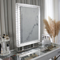 Miroir de coiffeuse à LED en cristal avec écran tactile, fonction anti-buée, design Art Déco, pour anniversaire