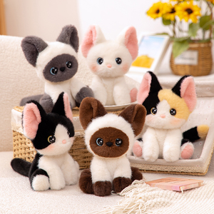 Mayorista Kawaii Mix Color Cat Doll Animal de peluche Gato sentado Juguete Niños Escritorio Decoración Suave Colorido Lindo Simulación Cat Doll - Product Image 1
