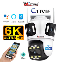 Cámara Wifi Inalámbrica Wistino de 12MP y 6K con Tres Lentes, Audio Bidireccional, Visión Nocturna en Color, Cámara de Seguridad Wifi