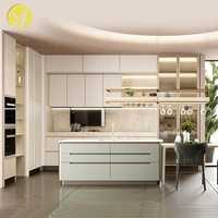 Maßgefertigte Einfache Möbeldesigns Holz-Küchenschränke Moderne Komplette Sets Weiße Massivholz-Modulschränke mit Spüle für Innenräume