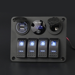 Vier Poorten Aan Uit Led Licht Toggle Waterdichte Boot Marine Rocker Schakelaar Paneel Usb Auto Stopcontact Met Touch Schakelaar <span class=keywords><strong>Voltmeter</strong></span> - Product Image 3