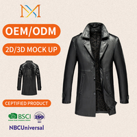 Manteau trench en cuir réversible pour homme, taille extra large, pour l'automne et l'hiver, avec logo sur le devant, veste en cuir, col de costume