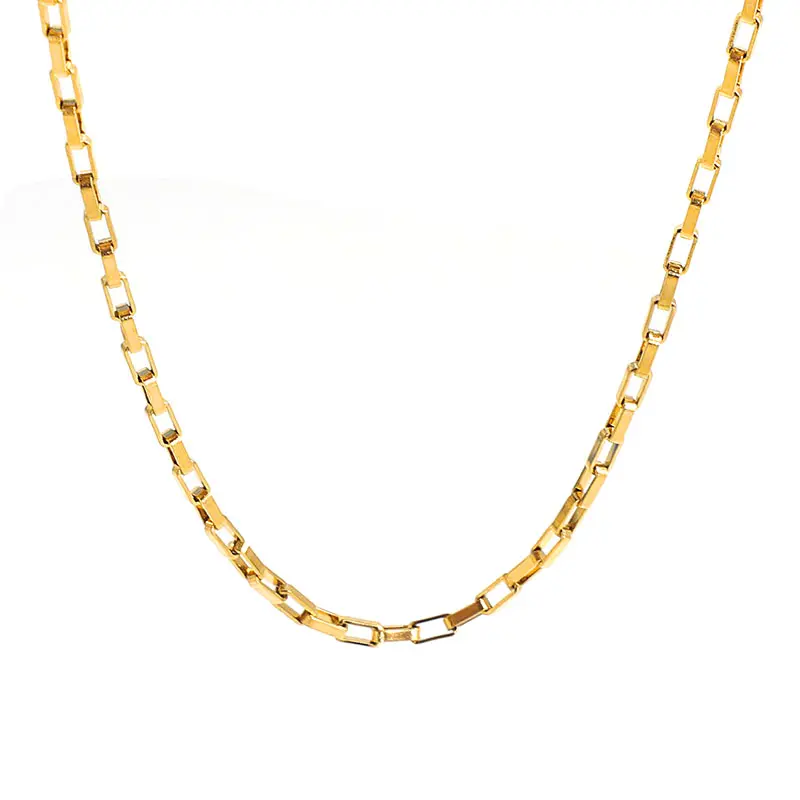 European And American Ins Net Red The Same Titanium Steel 18K Gold Plated Box Chain Necklace